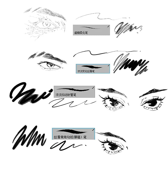 Sketch, Lineart & Hatching Manga Brush Set for CSP & Photoshop (Set 3) - 28 Professional Brushes