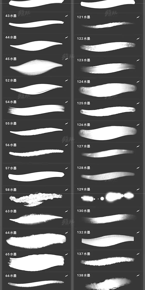 Chinese Ink Brush Collection for Procreate & Photoshop: Calligraphy Pen, Ink Splatter & Color Bleed CP412 - 150+ Brushes