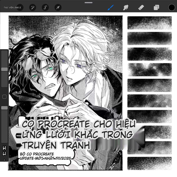 27 Crosshatch & Screen Tone Procreate Brush Collection for Comic Art