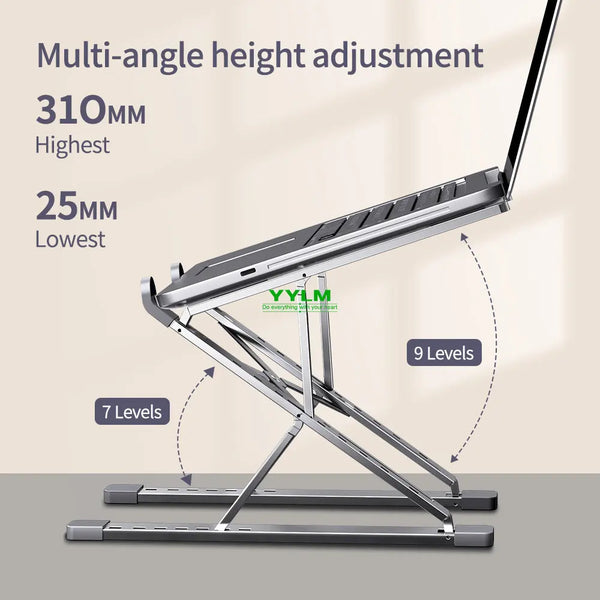YYLM N8 Aluminum Laptop Stand for MacBook – Adjustable, Portable, Foldable Cooling Notebook Holder