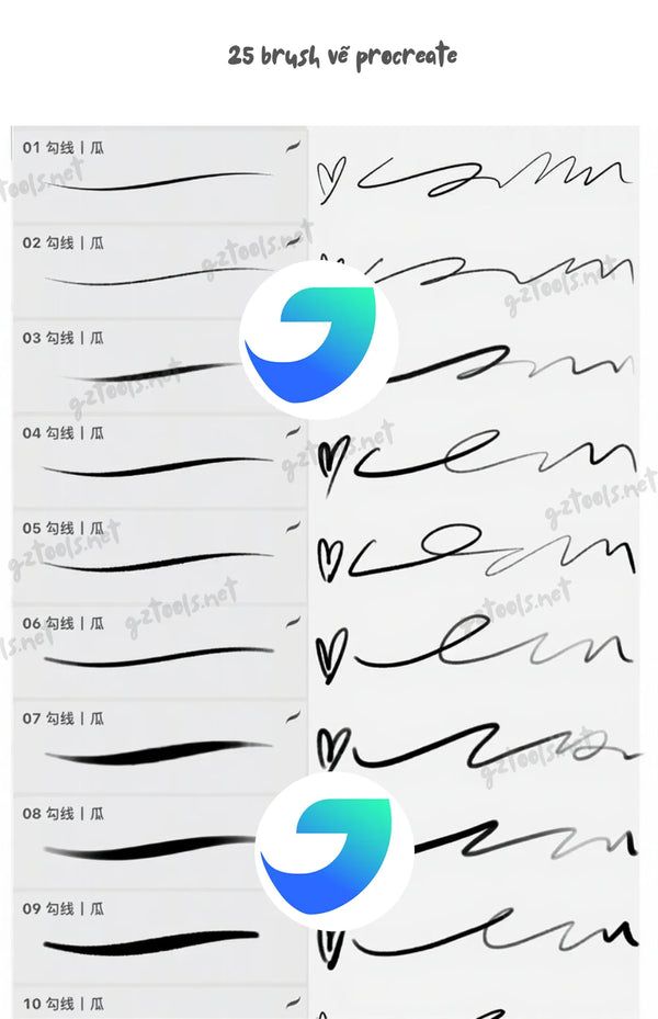 25 Smooth Line Procreate Brush Set for Anime, Manga, and Er Ci Yuan LL1525
